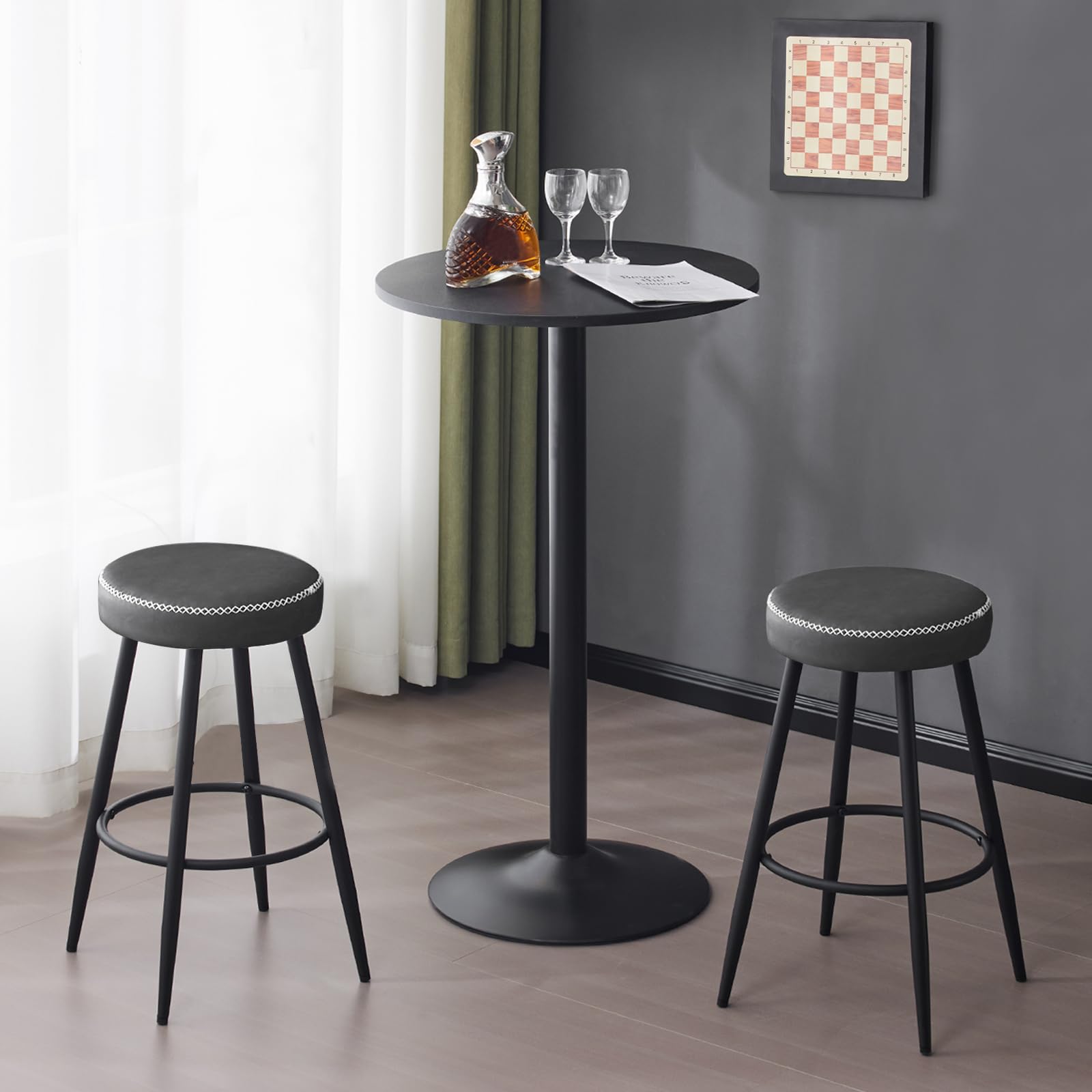 eugad-1084by-4-barhocker-kunstleder-4er-set-anthrazit-rund image 2