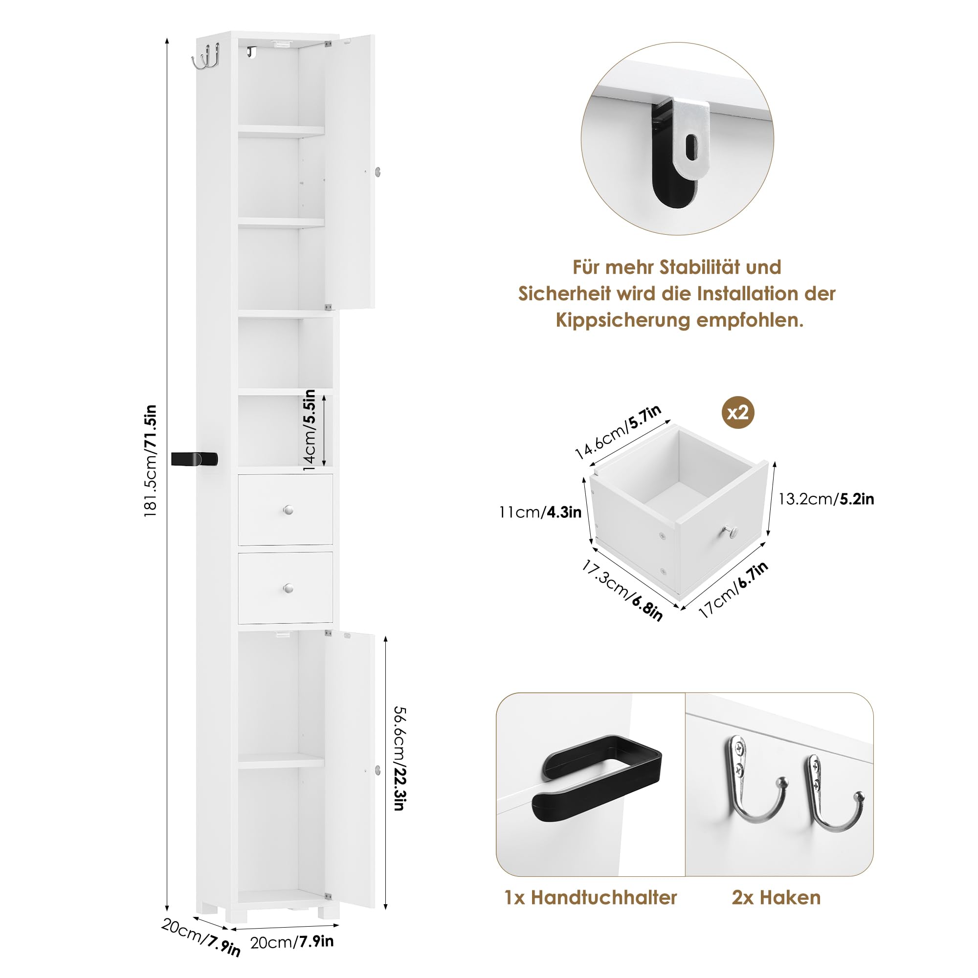 forehill-tall-bathroom-cabinet-badschrank-schmal-20x20x181-5-cm image 3