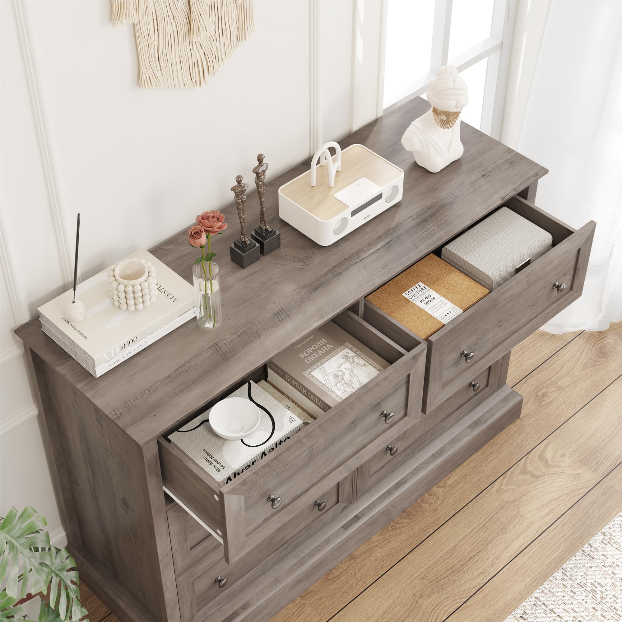 forehill-kommode-120cm-6-schubladen-holz-sideboard-antik image 6