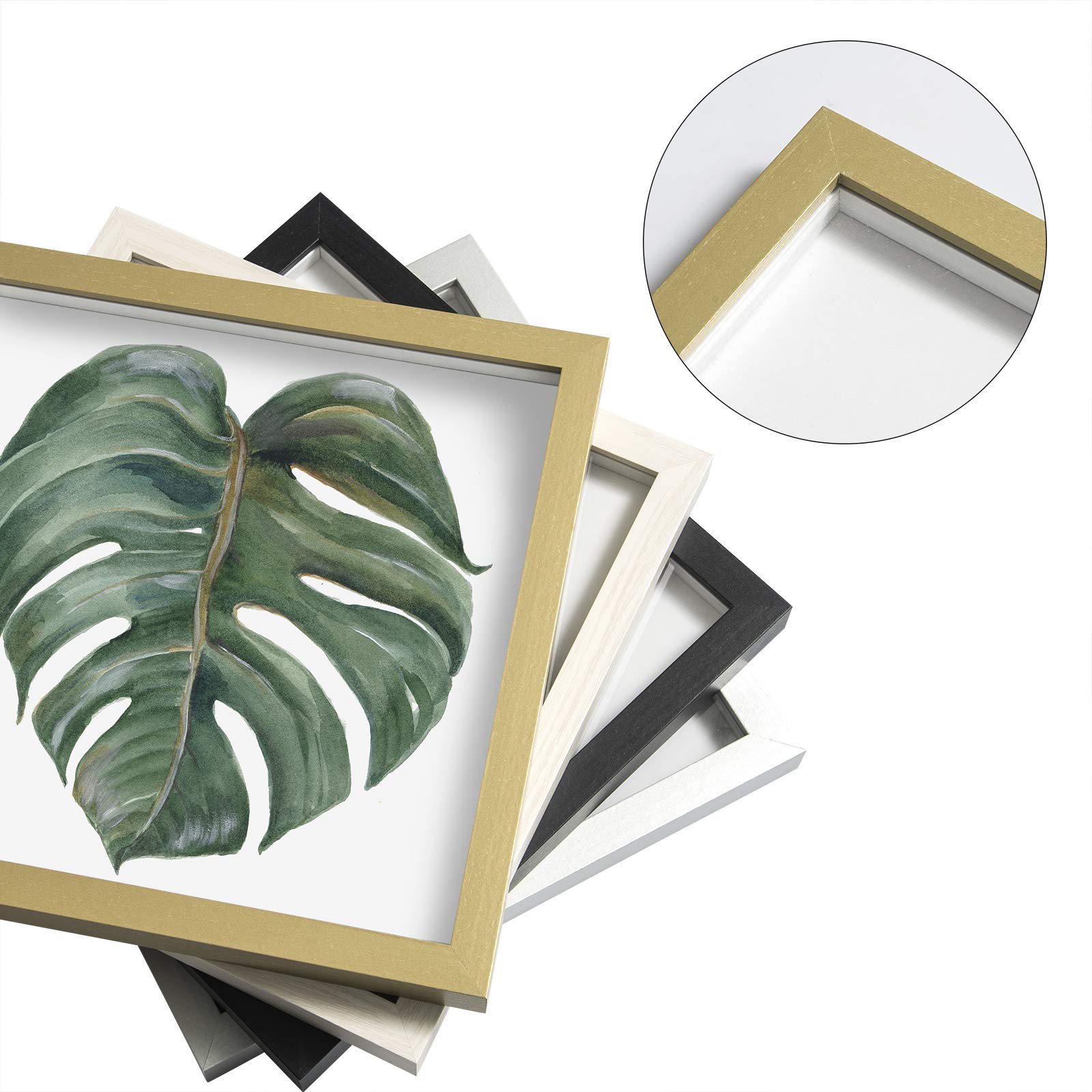 eugad-wohnaccessoires-bilderrahmen-eiche-a4-5er-set-holz-mit-glas image 4