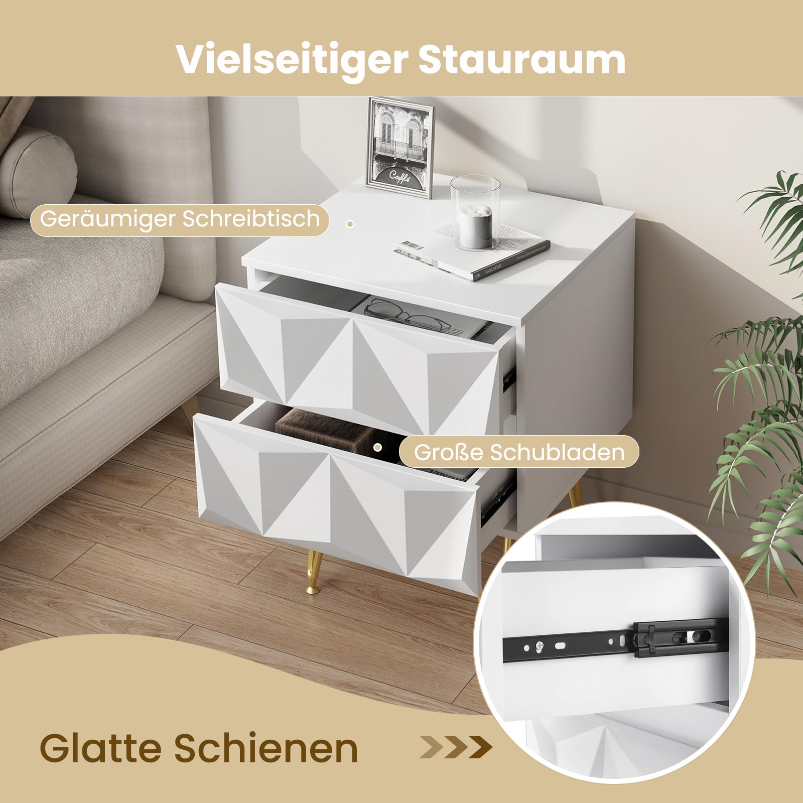 eugad-wohnaccessoires-nachttisch-wei-gold-40x53x40-cm-2-schubl image 5