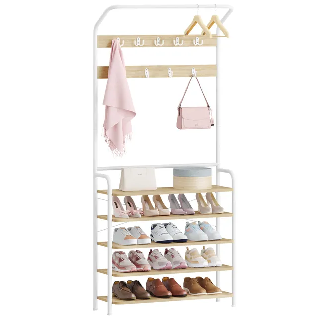 hzuaneri-ht19016w-garderobe-eiche-wei-mit-schuhregal-bank image 1
