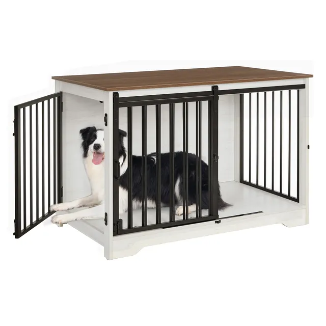 hzuaneri-pet-dfc02314b-hundebox-holz-wei-braun-100-cm image 1