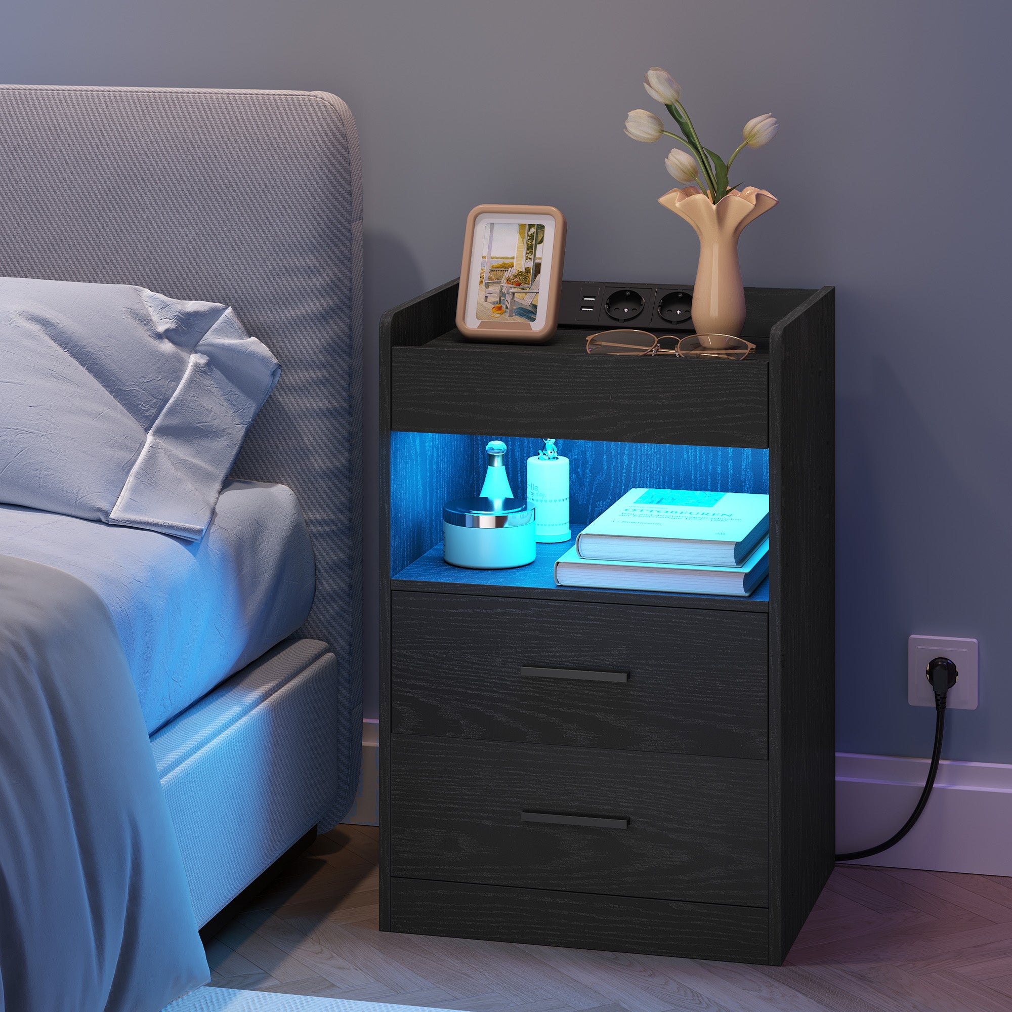 hzuaneri-bedroom-ns33604x-nachttisch-2er-set-schwarz-led-usb image 5