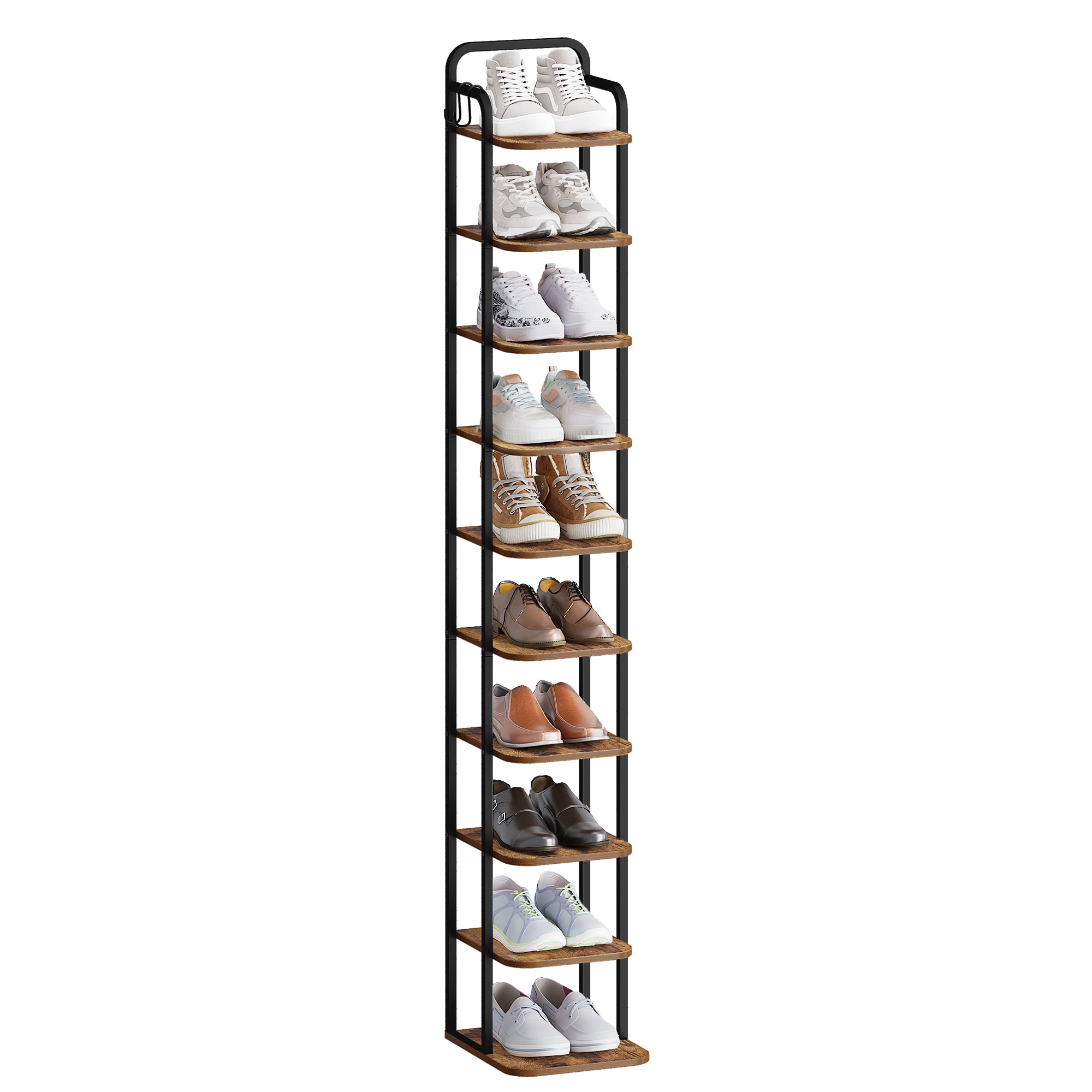 hzuaneri-living-room-schuhregal-10-ebenen-rustic-brown-black-verstellbar image 3