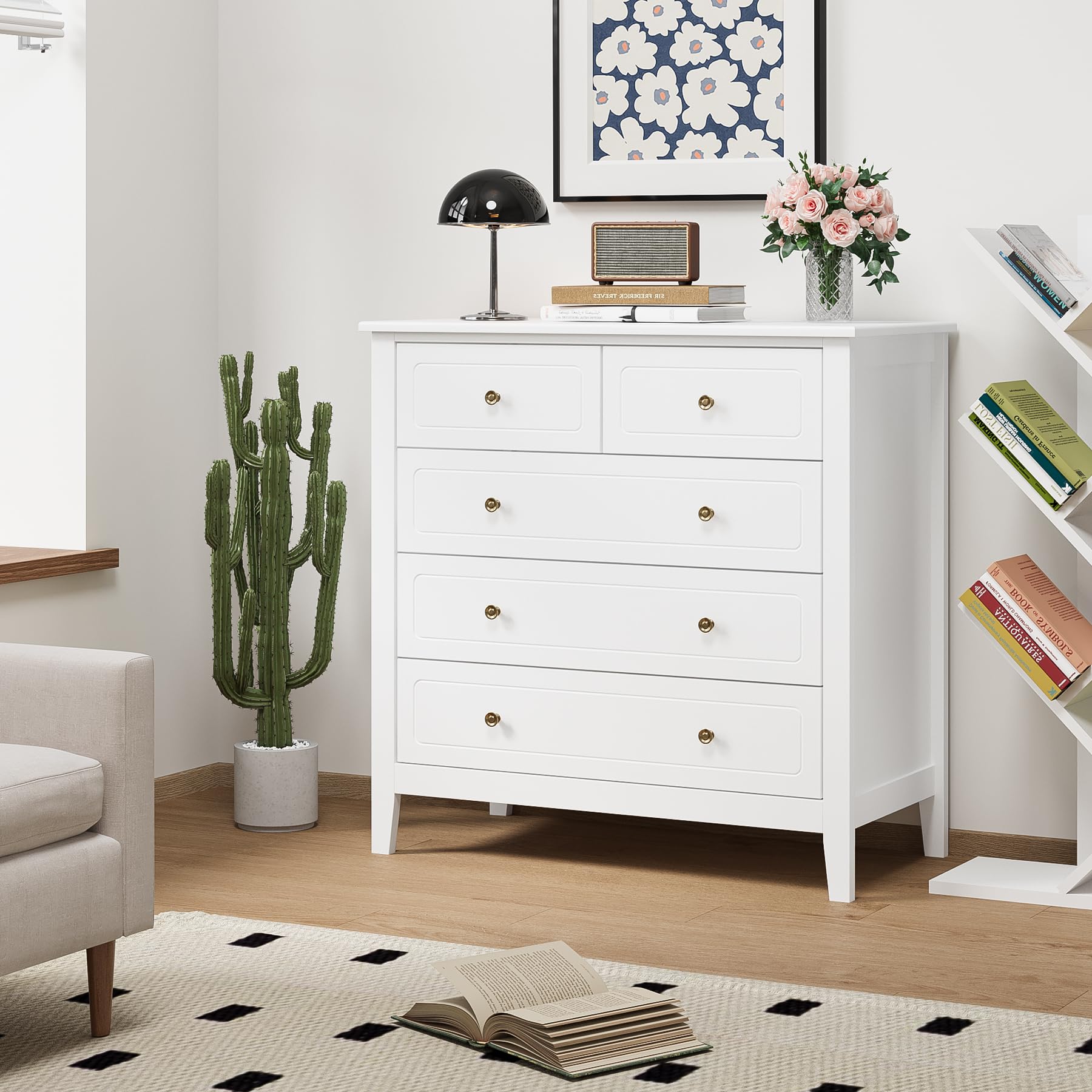forehill-kommode-wei-80x40x80cm-5-schubladen-mdf-sideboard image 4