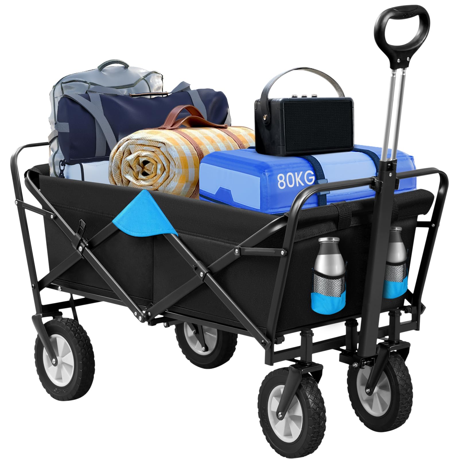 eugad-bollerwagen-faltbar-anthrazit-t-rkis-200-kg-polyester image 1