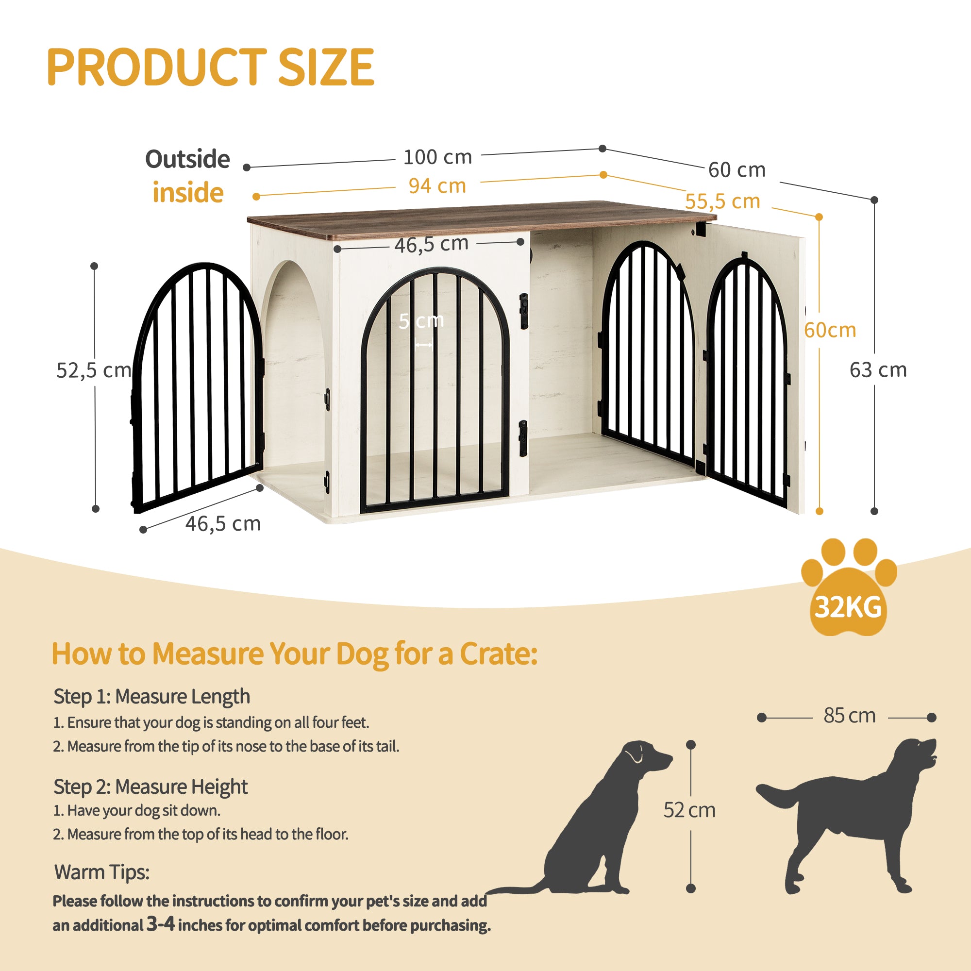hzuaneri-pet-dfc84114b-hundebox-m-bel-wei-braun-100-cm-3-t-ren image 2