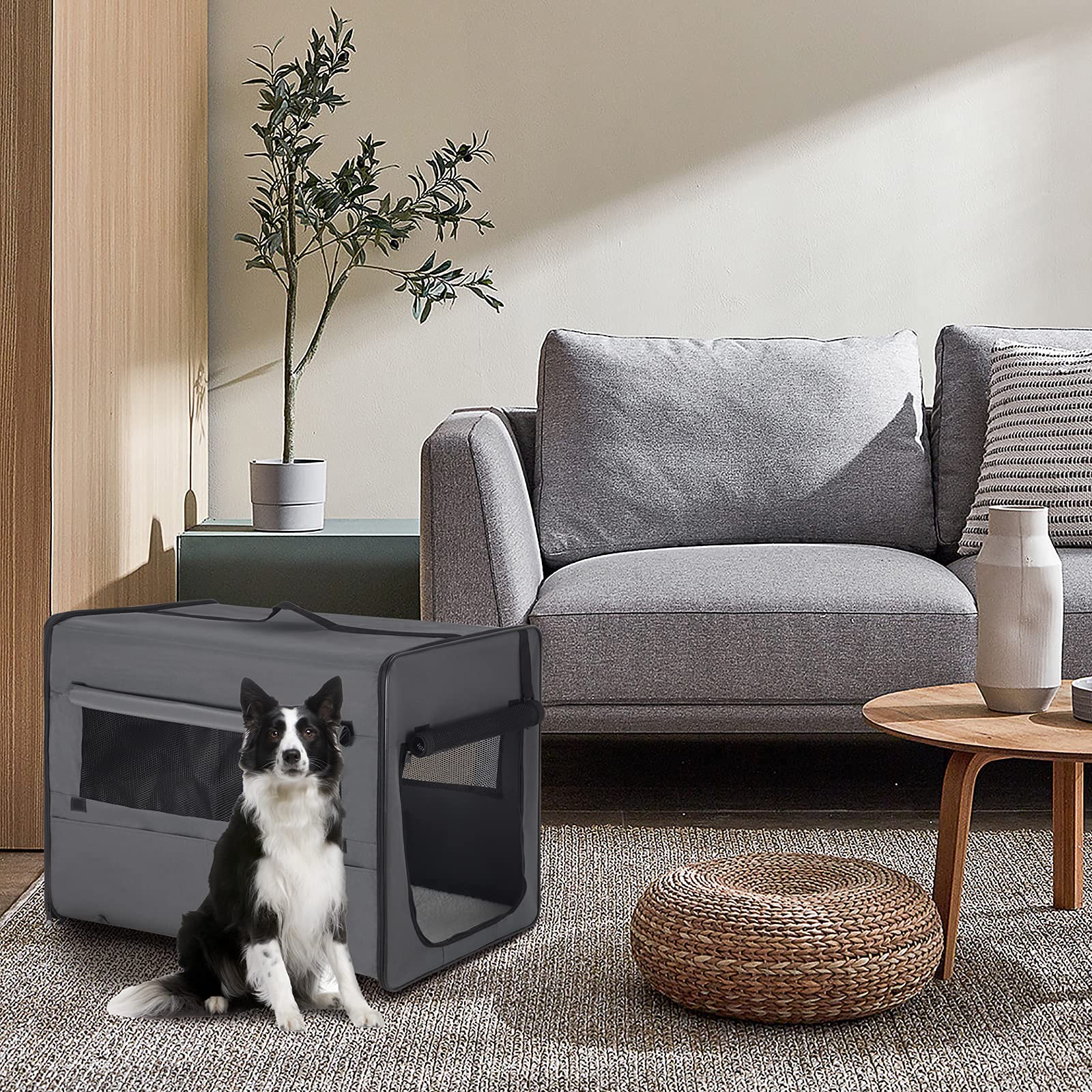 eugad-hundebox-faltbar-grau-61x46x51-katze-hund image 2
