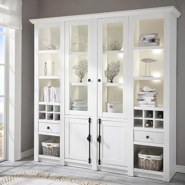 lomadox-esszimmer-buffetschrank-vitrine-pinie-wei-194-cm image 1