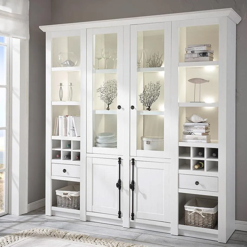 lomadox-esszimmer-buffetschrank-vitrine-pinie-wei-194-cm image 1