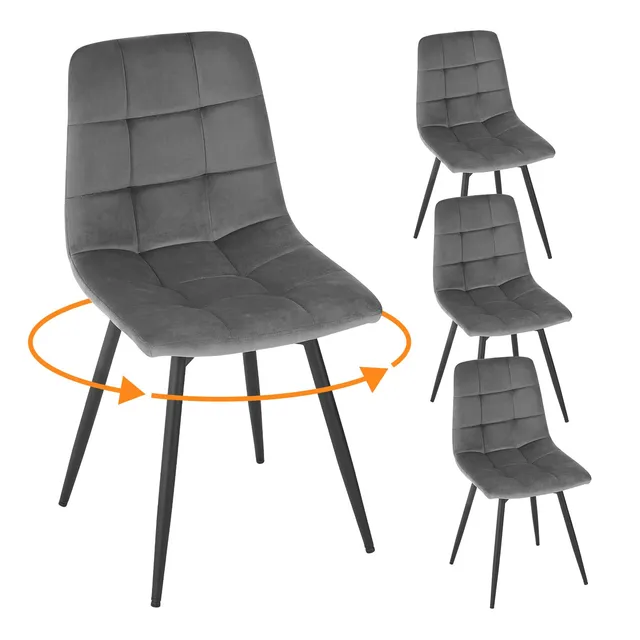 eugad-esszimmerst-hle-4er-set-drehbar-samt-dunkelgrau-150kg image 1