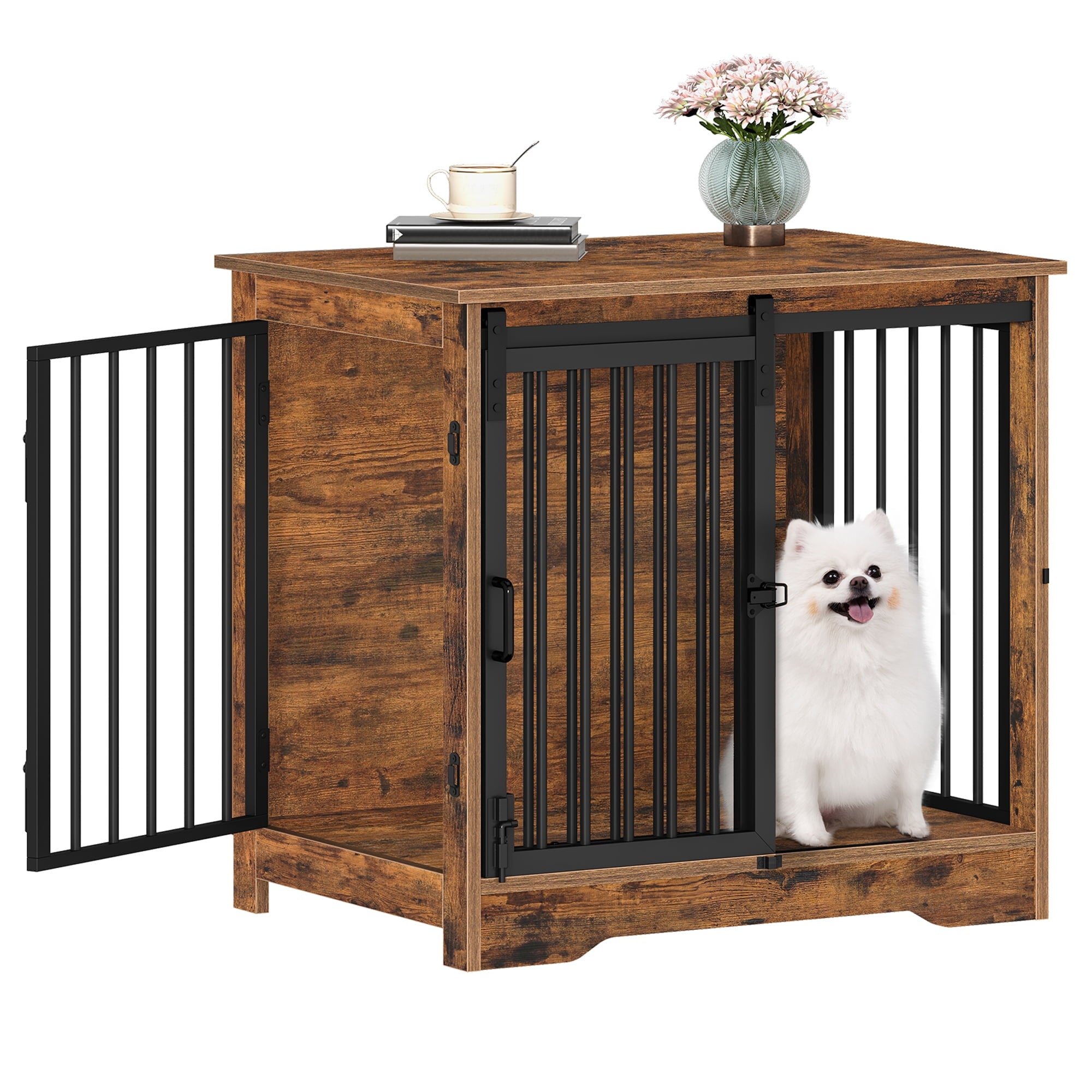 hzuaneri-hundebox-holz-braun-schiebet-r-kleine-hunde image 5
