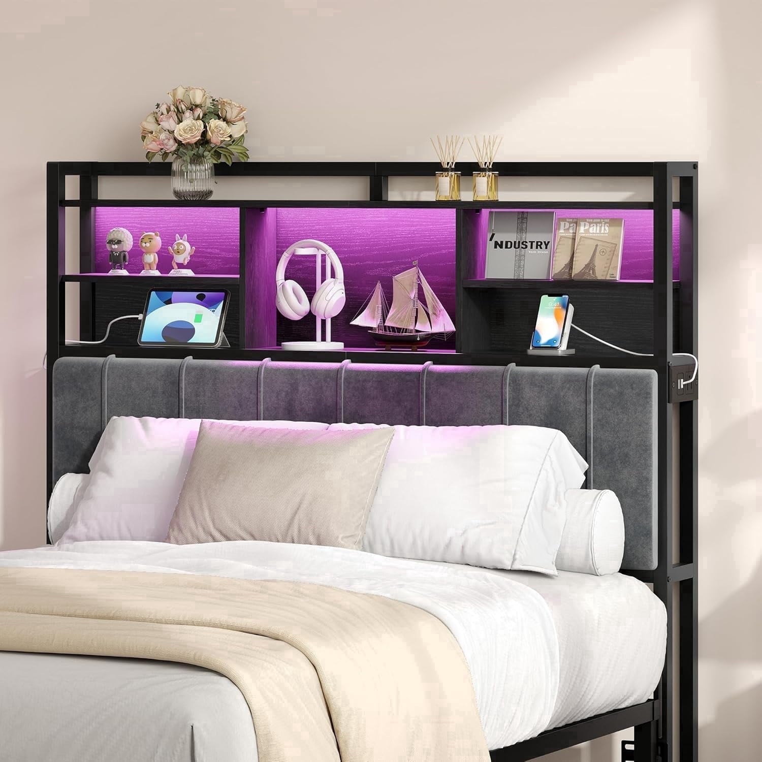 hzuaneri-bedroom-kopfteil-full-size-wei-gold-led-usb-stauraum image 1
