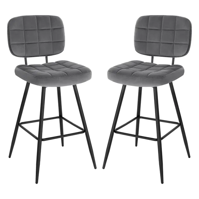 eugad-barhocker-2er-set-samt-dunkelgrau-68-5-cm-1043by-2 image 1