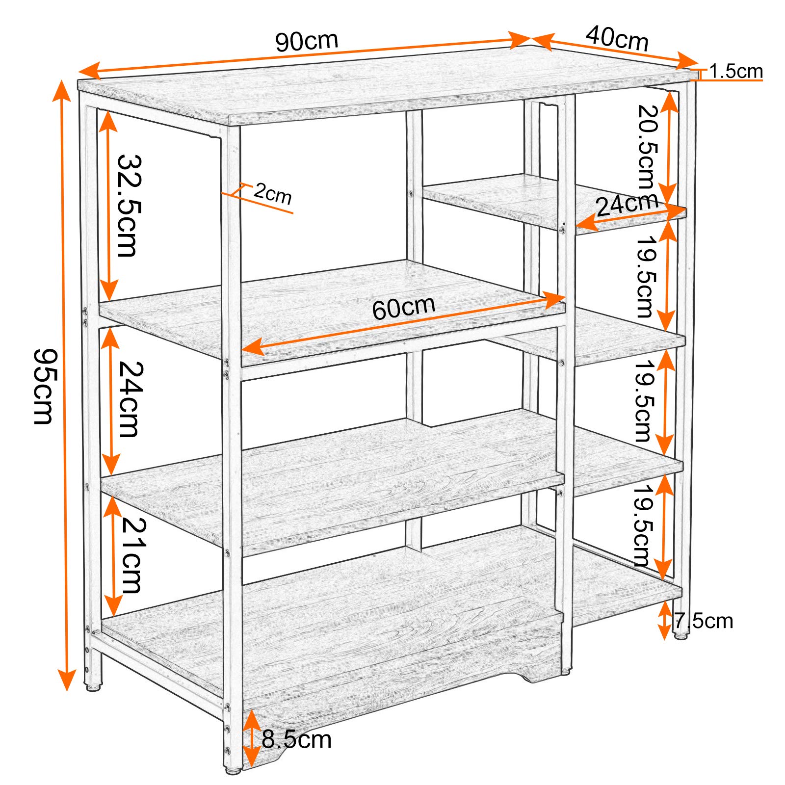 eugad-aufbewahrung-k-chenregal-helle-eiche-90x40x95-cm-metall image 3