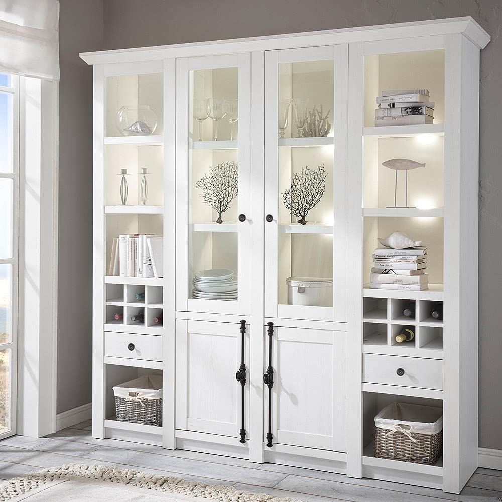 lomadox-esszimmer-buffetschrank-vitrine-pinie-wei-194-cm image 1