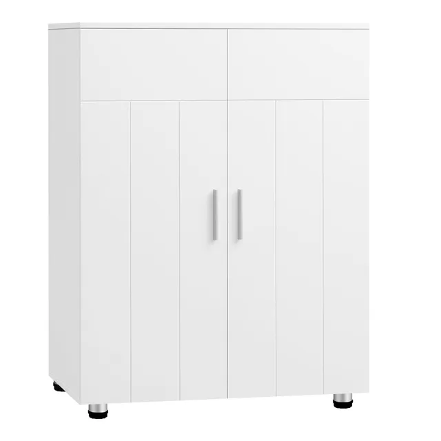 eugad-badezimmerschrank-wei-schmal-freistehend-verstellbar image 1