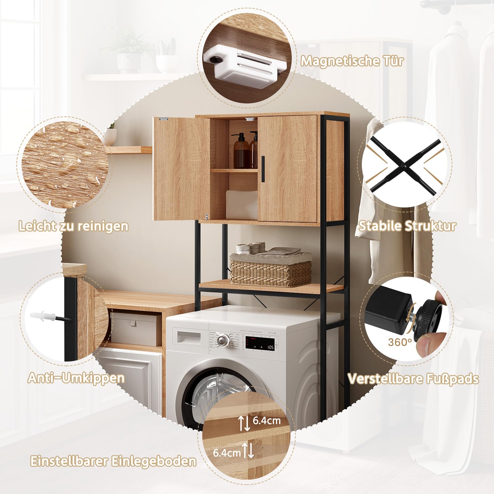 eugad-waschmaschinenschrank-eiche-64-5x170x27cm-mit-t-r image 7