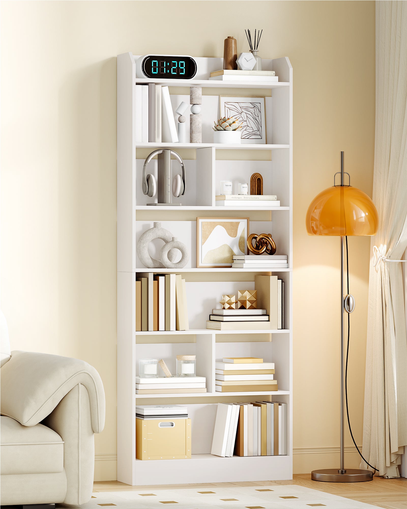 hzuaneri-living-room-b-cherregal-wei-7-f-cher-199-cm-hoch image 4