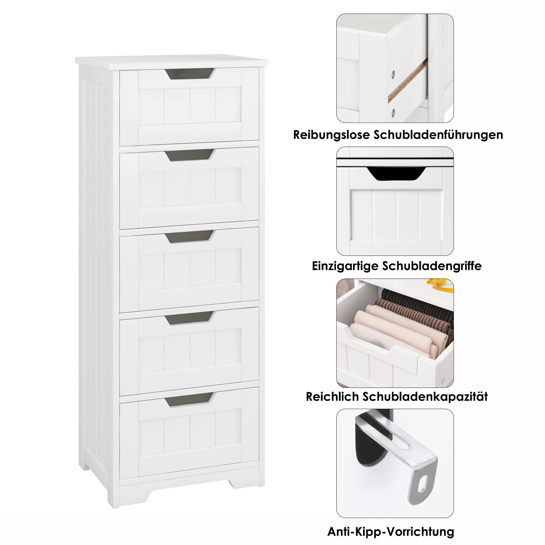 forehill-badschrank-wei-5-schubladen-40x30x102-mdf-schmal image 7