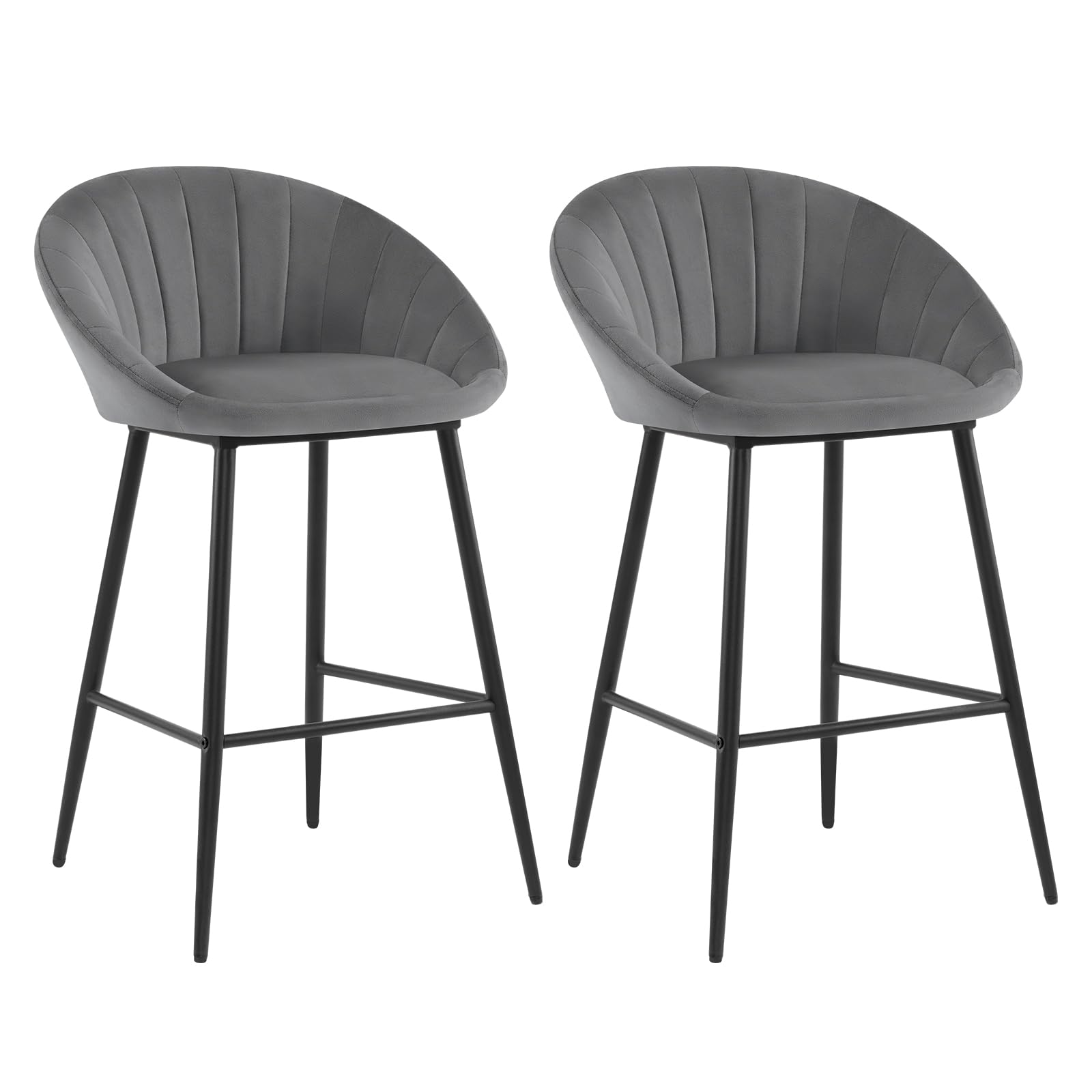 eugad-hocker-barhocker-2er-set-samt-dunkelgrau-65cm image 1