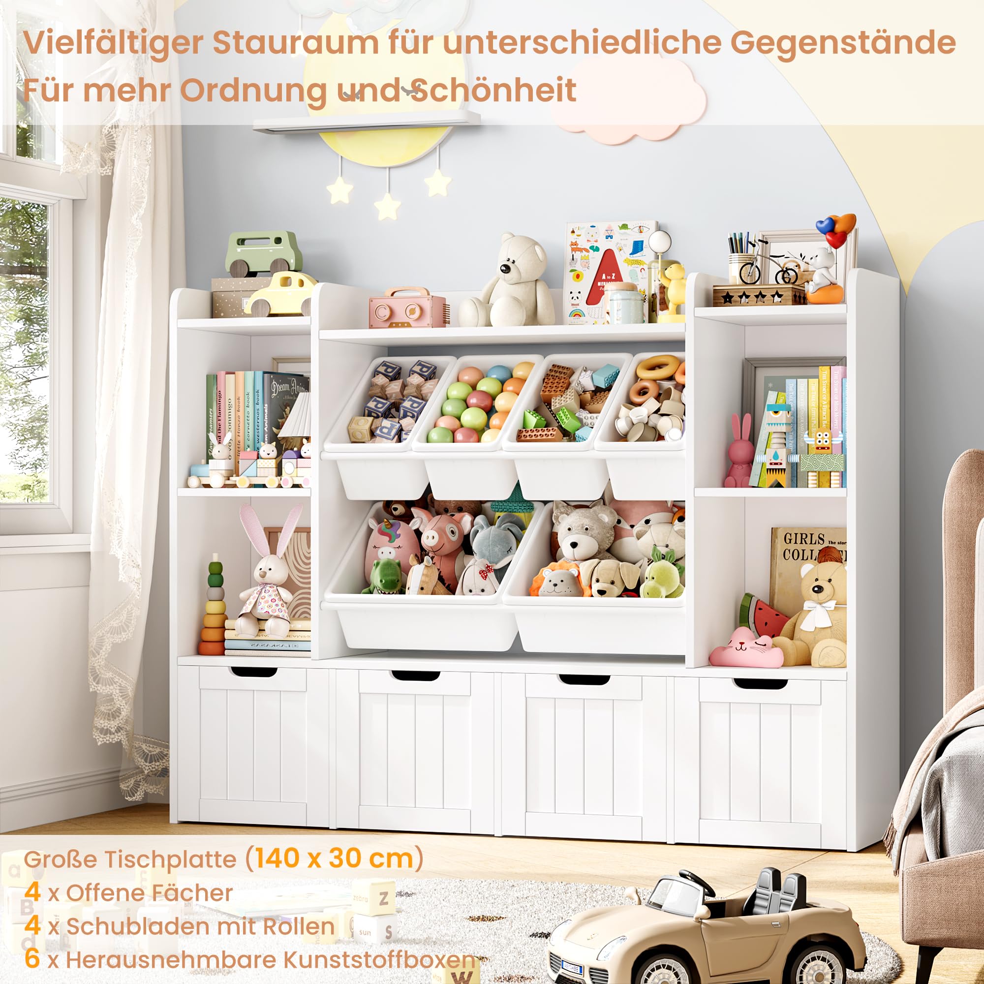 forehill-kinderregal-140cm-wei-mit-boxen-spielzeugregal image 4