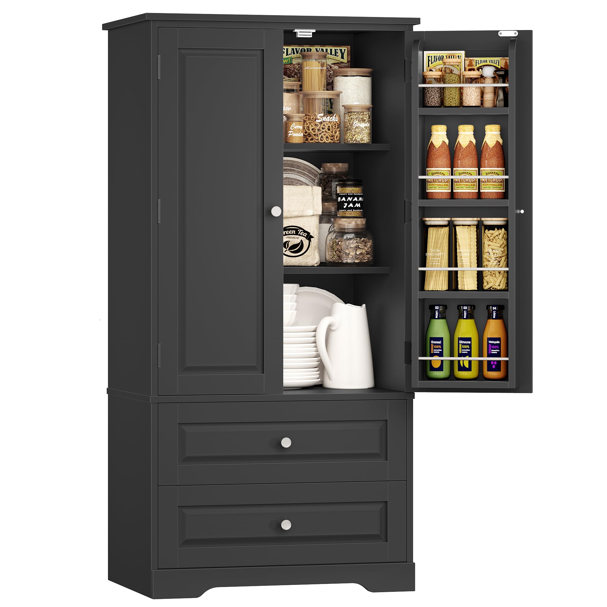 forehill-k-chenschrank-vorratsschrank-schwarz-60x40x120-schubladen image 1