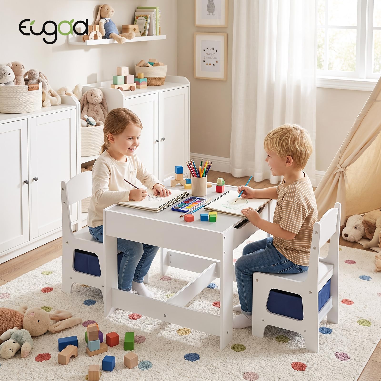 eugad-kindersitzgruppe-weiss-grau-mit-boxen-maltisch image 2