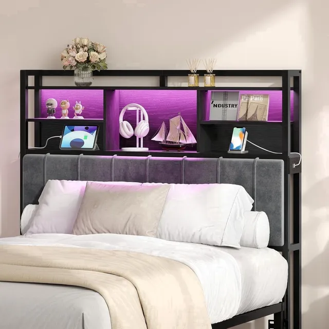 hzuaneri-bedroom-kopfteil-full-size-wei-gold-led-usb-stauraum image 1
