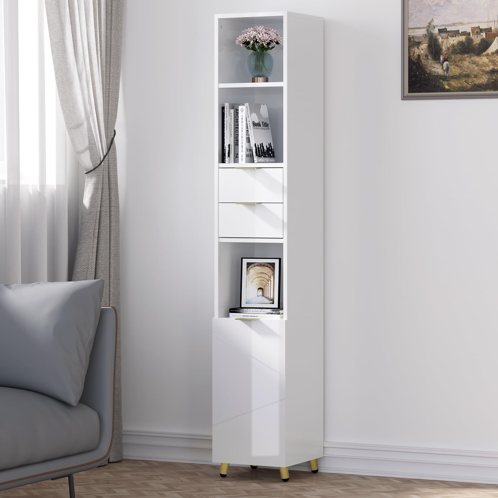 eugad-hochschrank-wei-hochglanz-30x160-cm-badschrank-schmal image 2