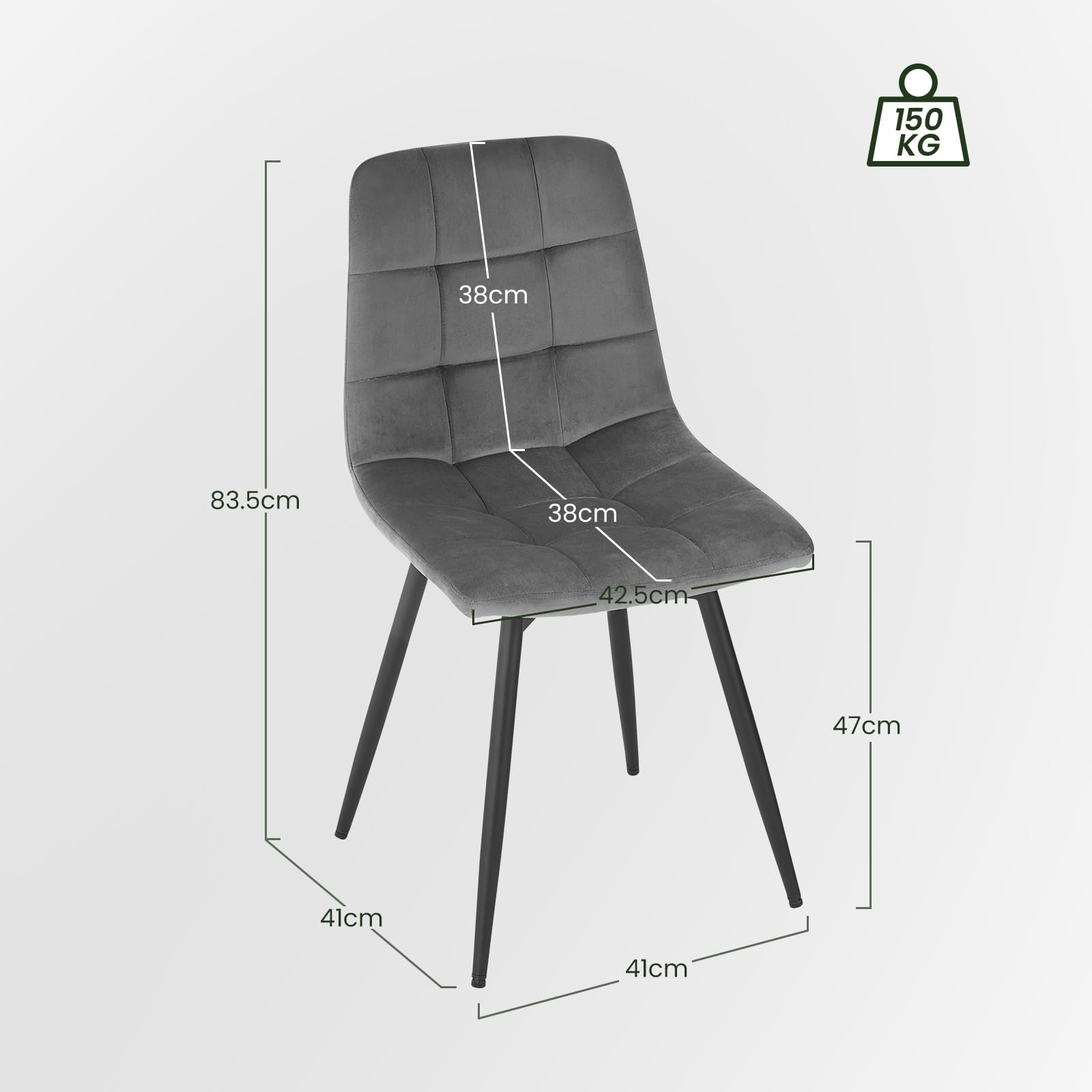 eugad-esszimmerst-hle-4er-set-drehbar-samt-dunkelgrau-150kg image 3