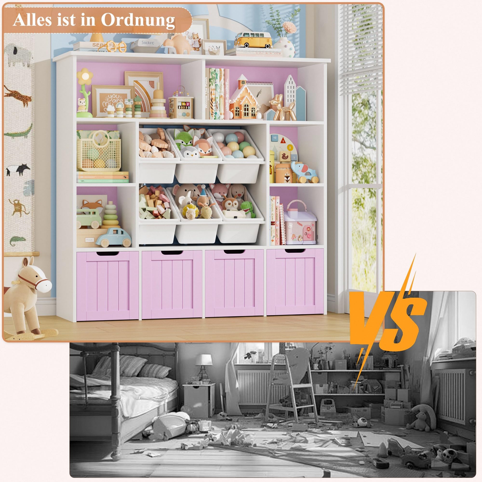 forehill-kinderregal-10-boxen-rosa-lila-wei-spielzeugregal image 7