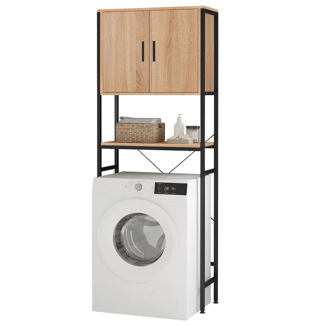 eugad-waschmaschinenschrank-eiche-64-5x170x27cm-mit-t-r image 1