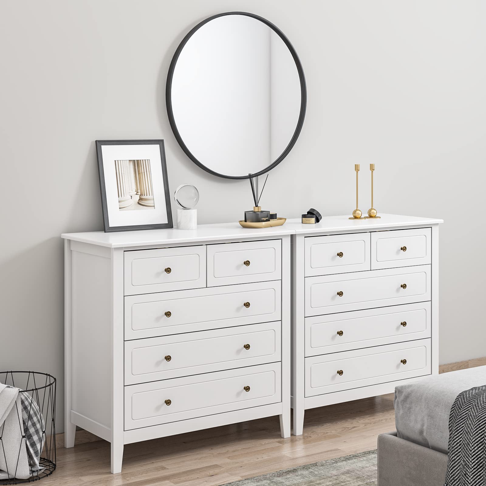 forehill-kommode-wei-80x40x80cm-5-schubladen-mdf-sideboard image 5