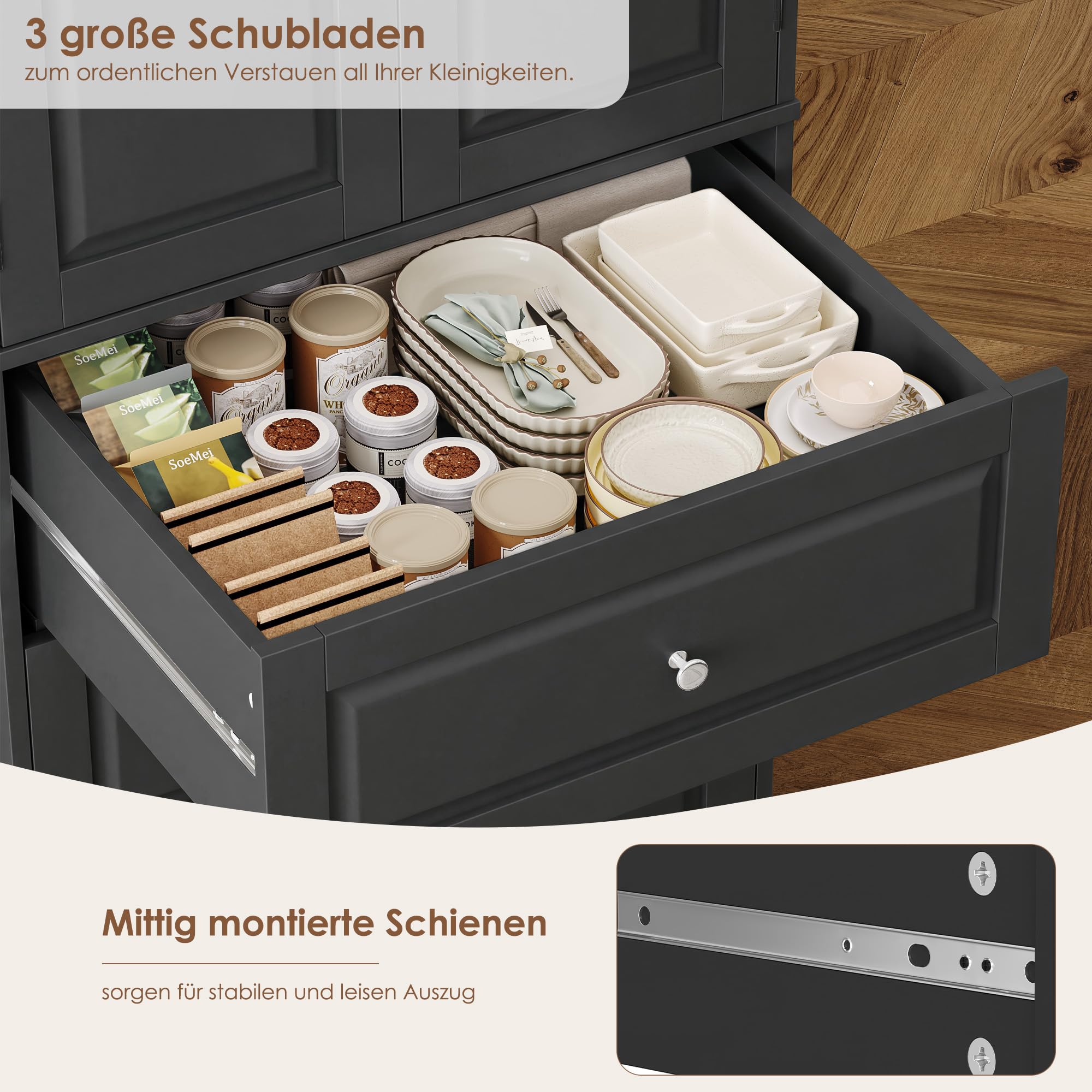 forehill-vorratsschrank-k-chenschrank-schwarz-3-schubladen-8-f-cher image 7