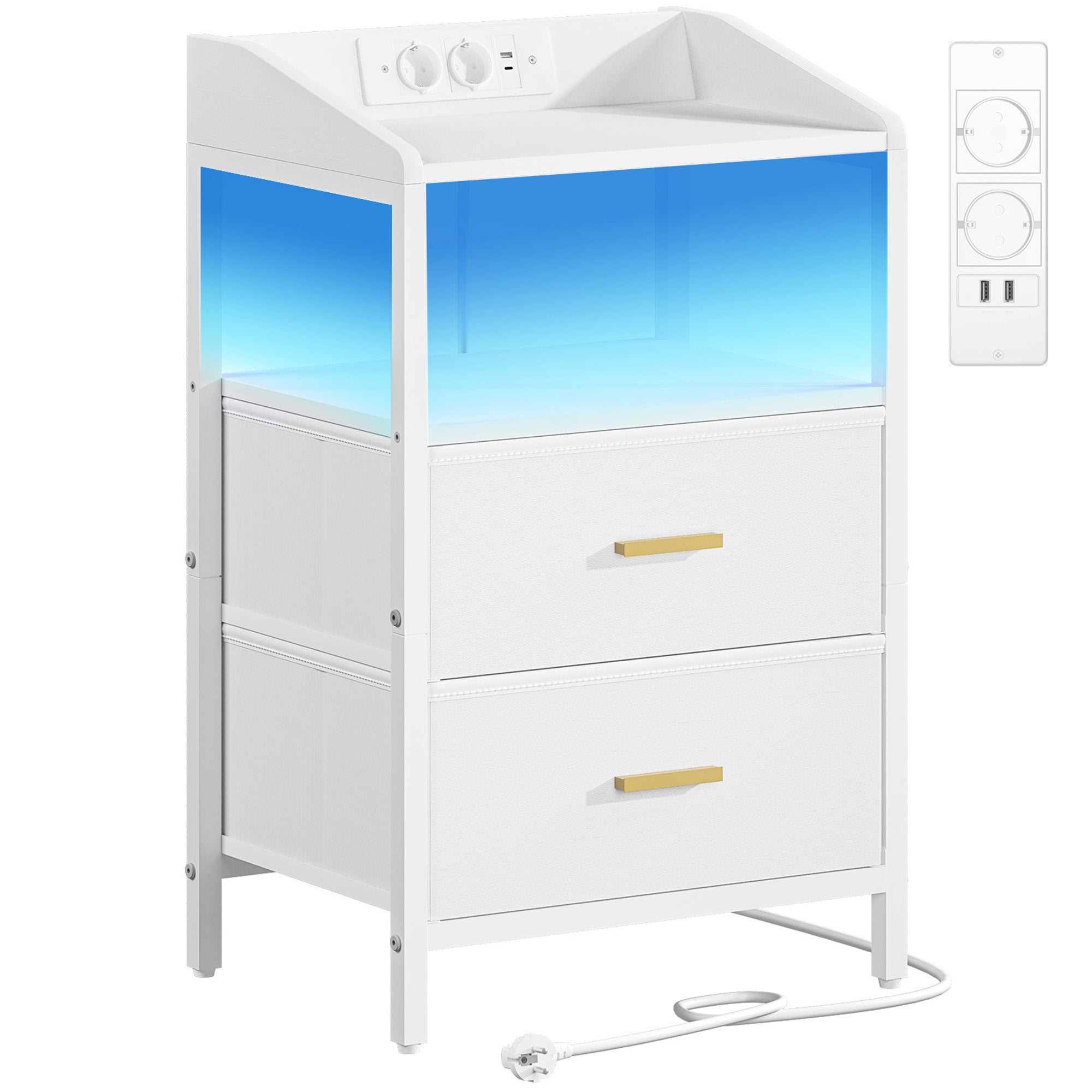hzuaneri-bedroom-nachttisch-ns36113w-wei-led-usb-2-schubladen image 1