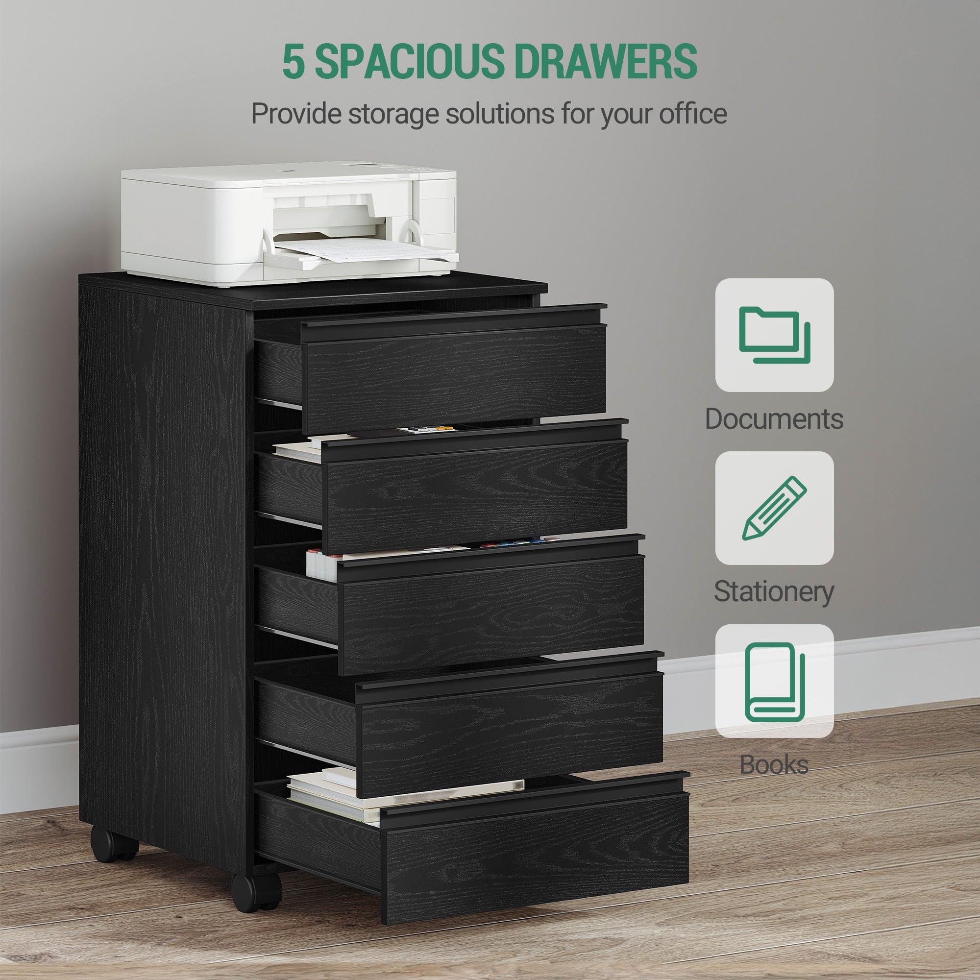 hzuaneri-home-office-rollcontainer-schwarz-5-schubladen image 4