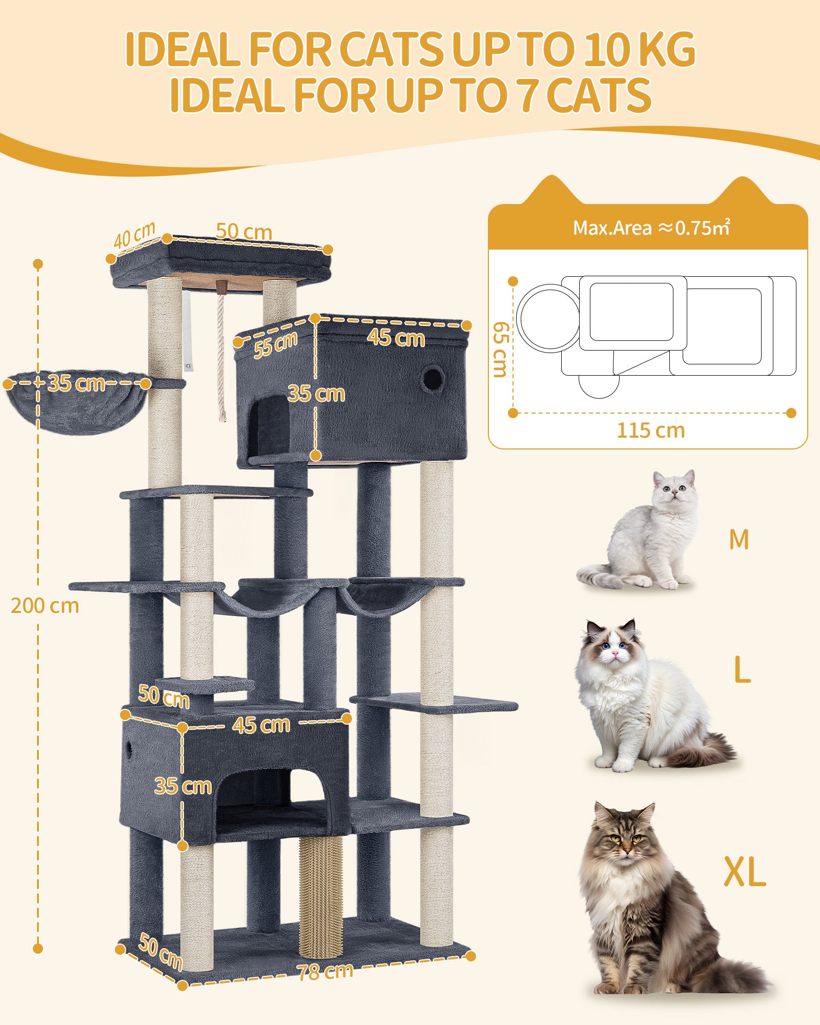 hzuaneri-pet-kratzbaum-200cm-xxl-dunkelgrau-maine-coon image 4