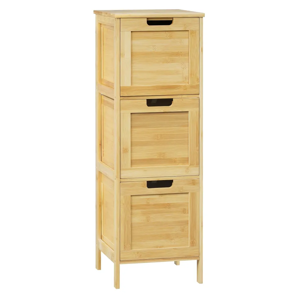 eugad-badschrank-bambus-badezimmerschrank-30x90x30-3-laden image 1