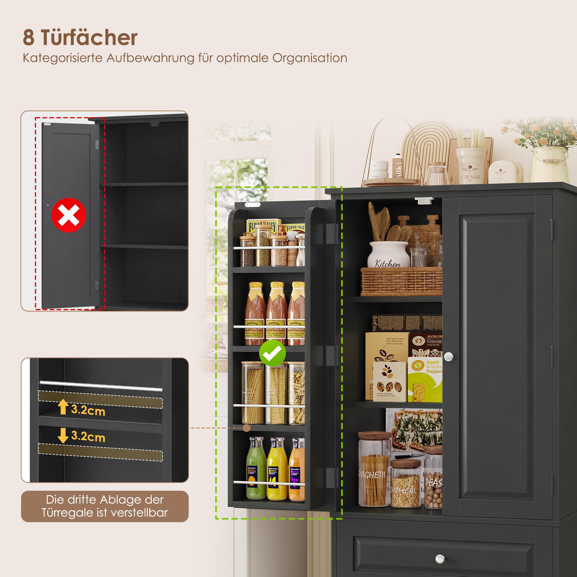 forehill-k-chenschrank-vorratsschrank-schwarz-60x40x120-schubladen image 5