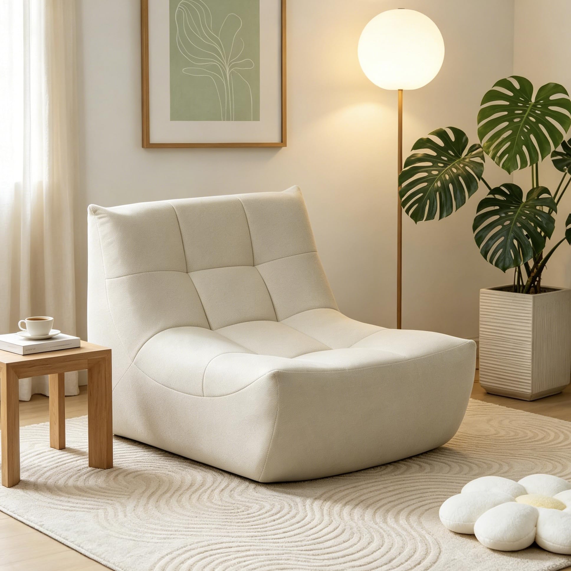 eugad-hocker-st-hle-bodensofa-beige-sitzsack-sofa-schaumstoff image 1