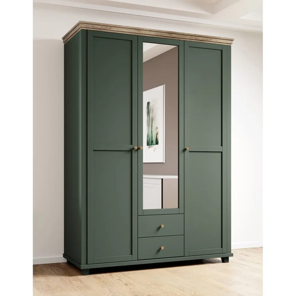 lomadox-schlafen-kleiderschrank-3-t-rig-gr-n-eiche-spiegel image 1