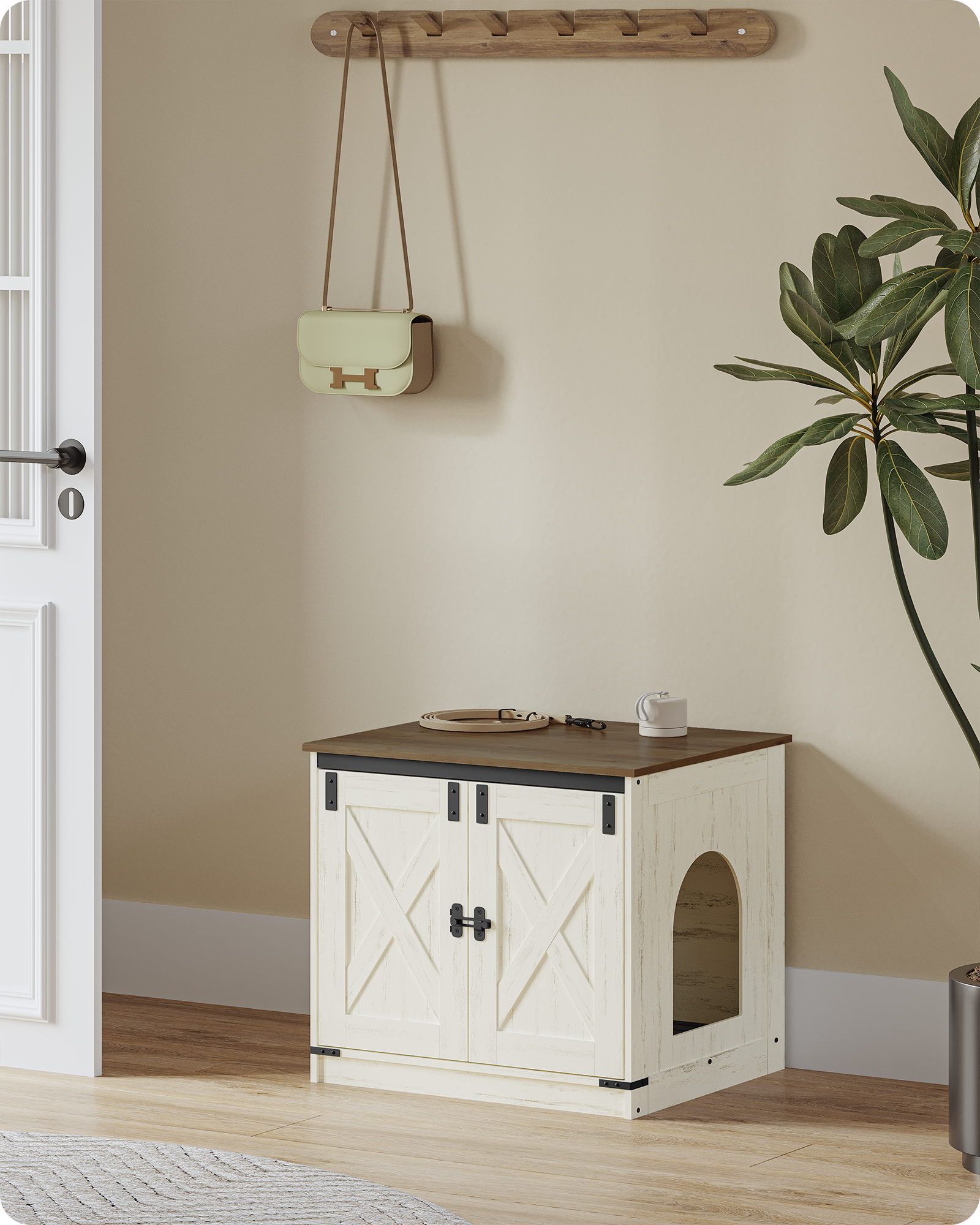 hzuaneri-pet-cb84514x-katzenklo-schrank-rustic-brown-wei-60cm image 2