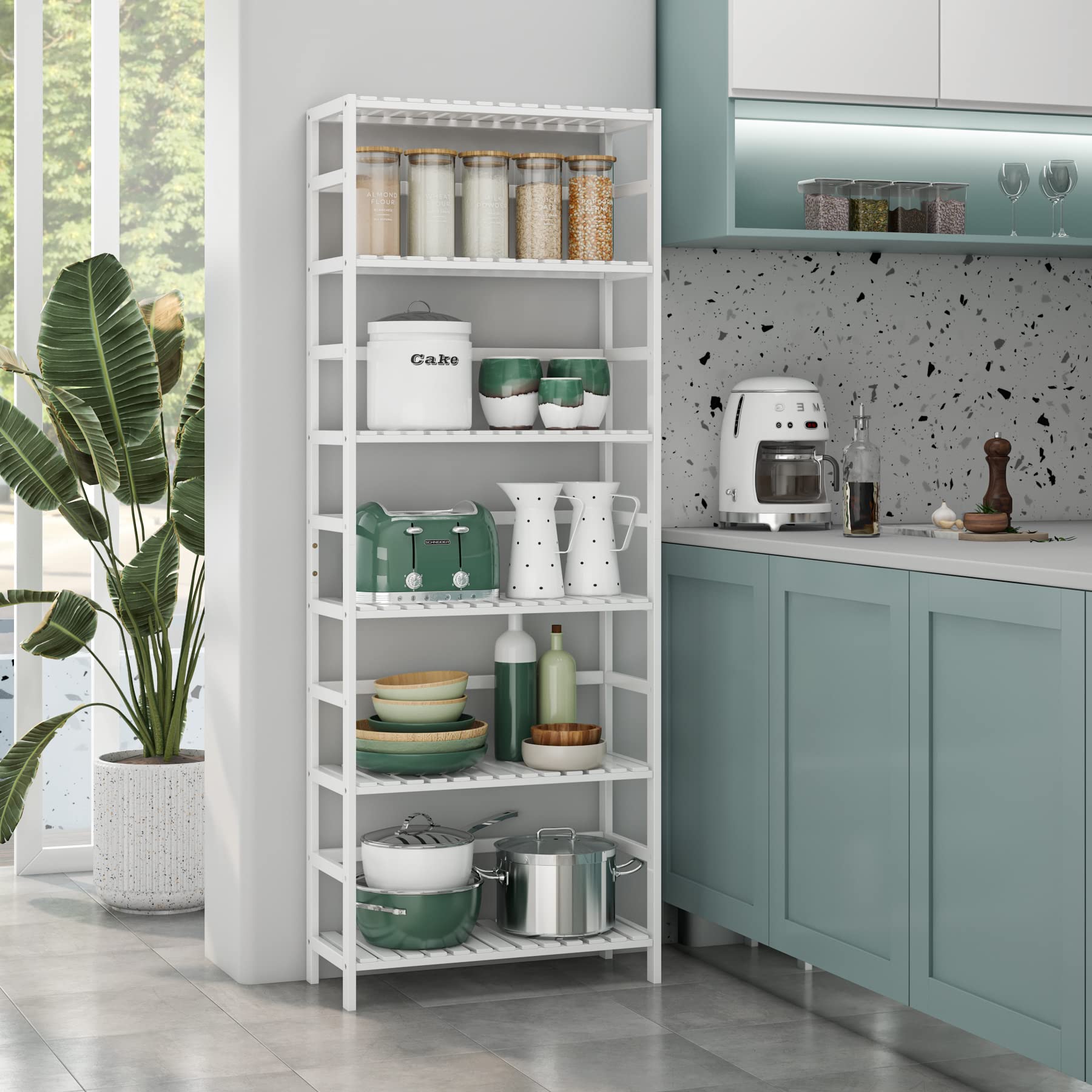 forehill-bathroom-shelf-badregal-6-ablagen-wei-bambus-161-cm image 5