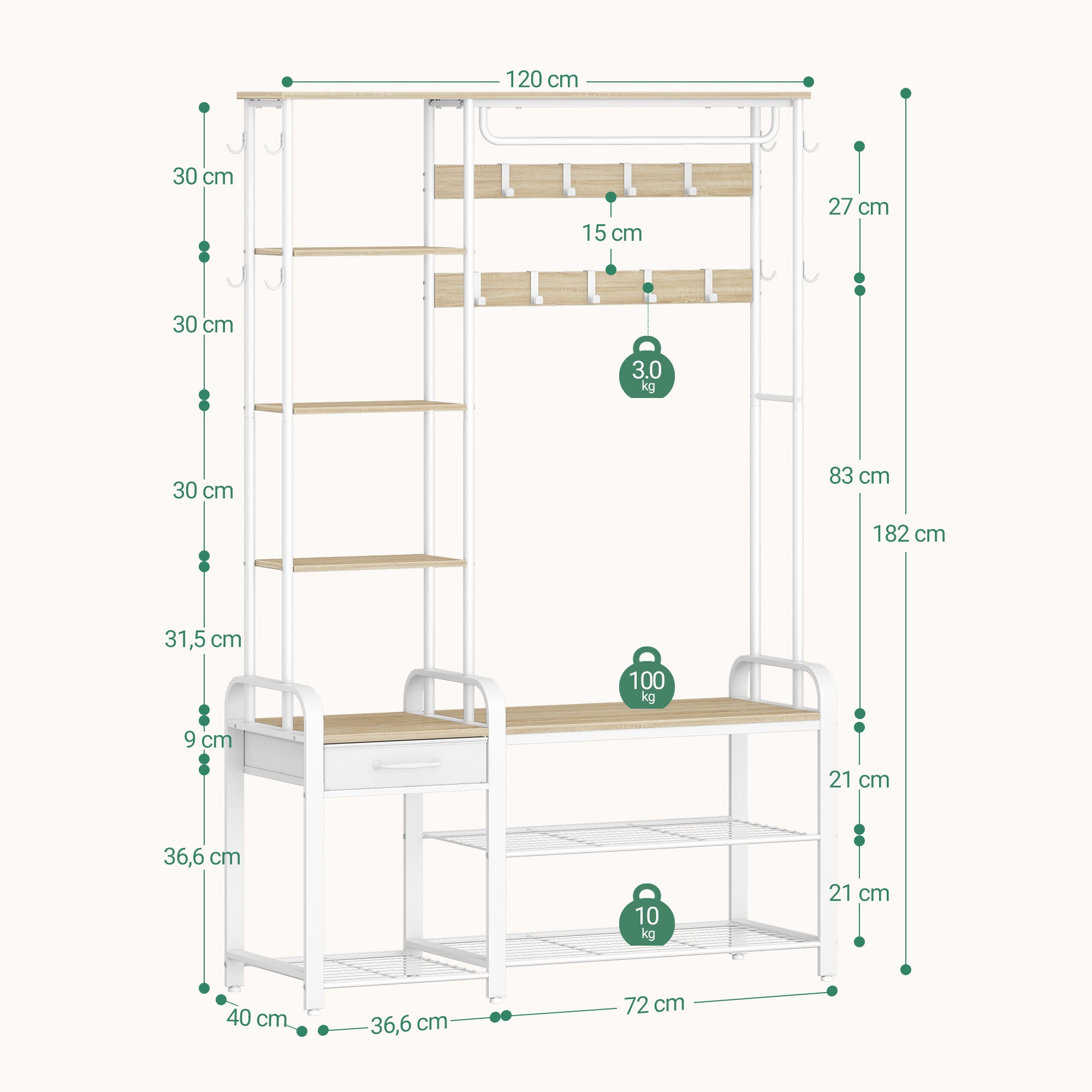 hzuaneri-garderobe-mit-bank-eiche-wei-120-cm-17-haken image 3