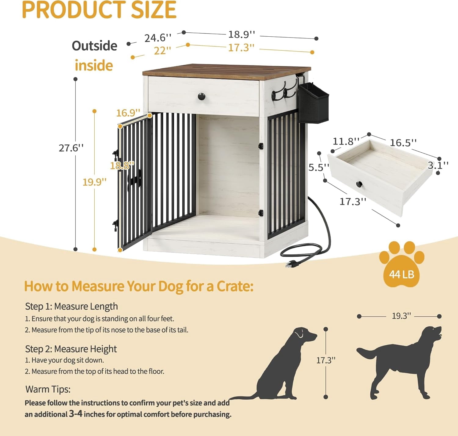 hzuaneri-pet-hundebox-m-bel-wei-braun-ladestation-kleine-hunde-62-cm image 8