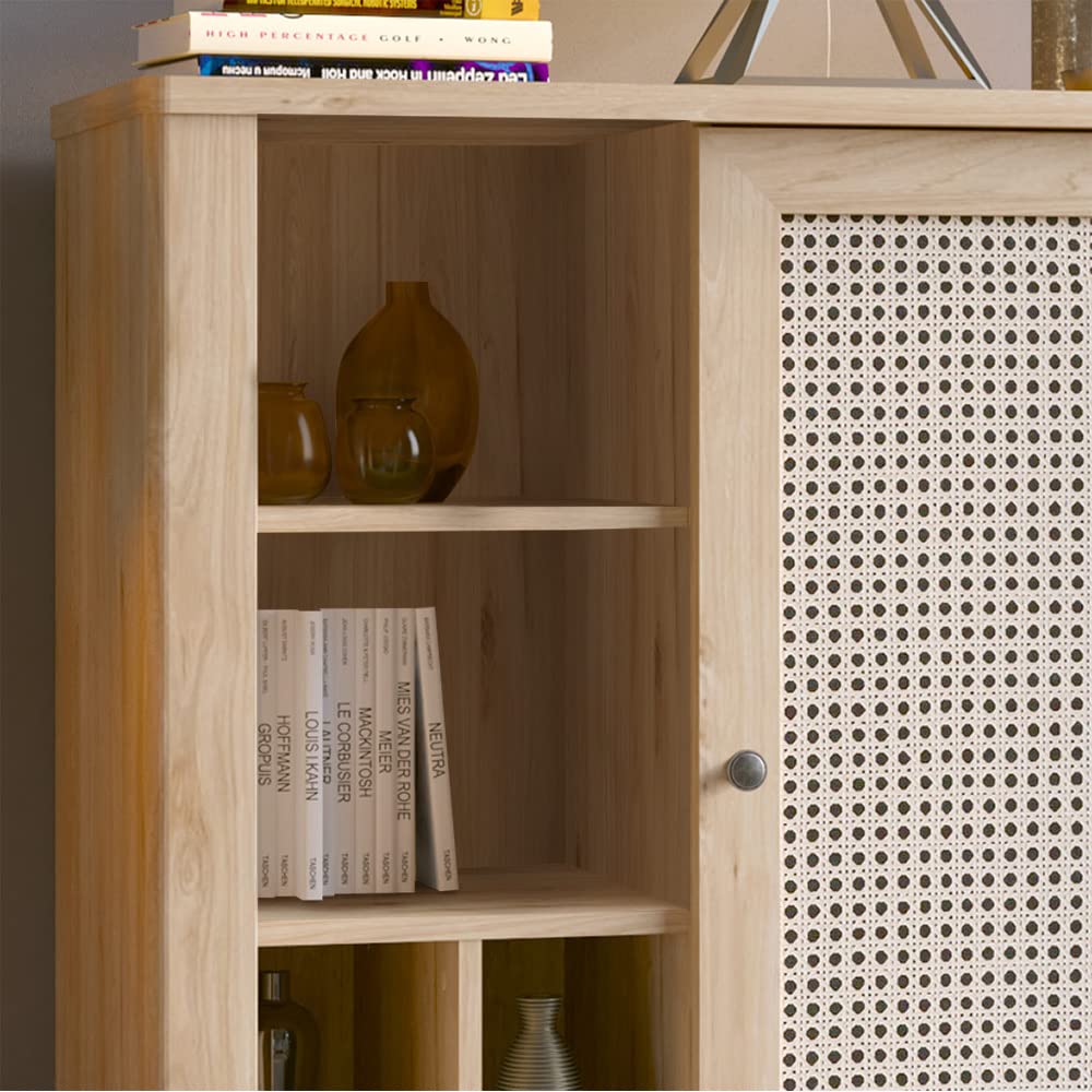 lomadox-wohnzimmer-highboard-eiche-wiener-geflecht-89-cm image 2