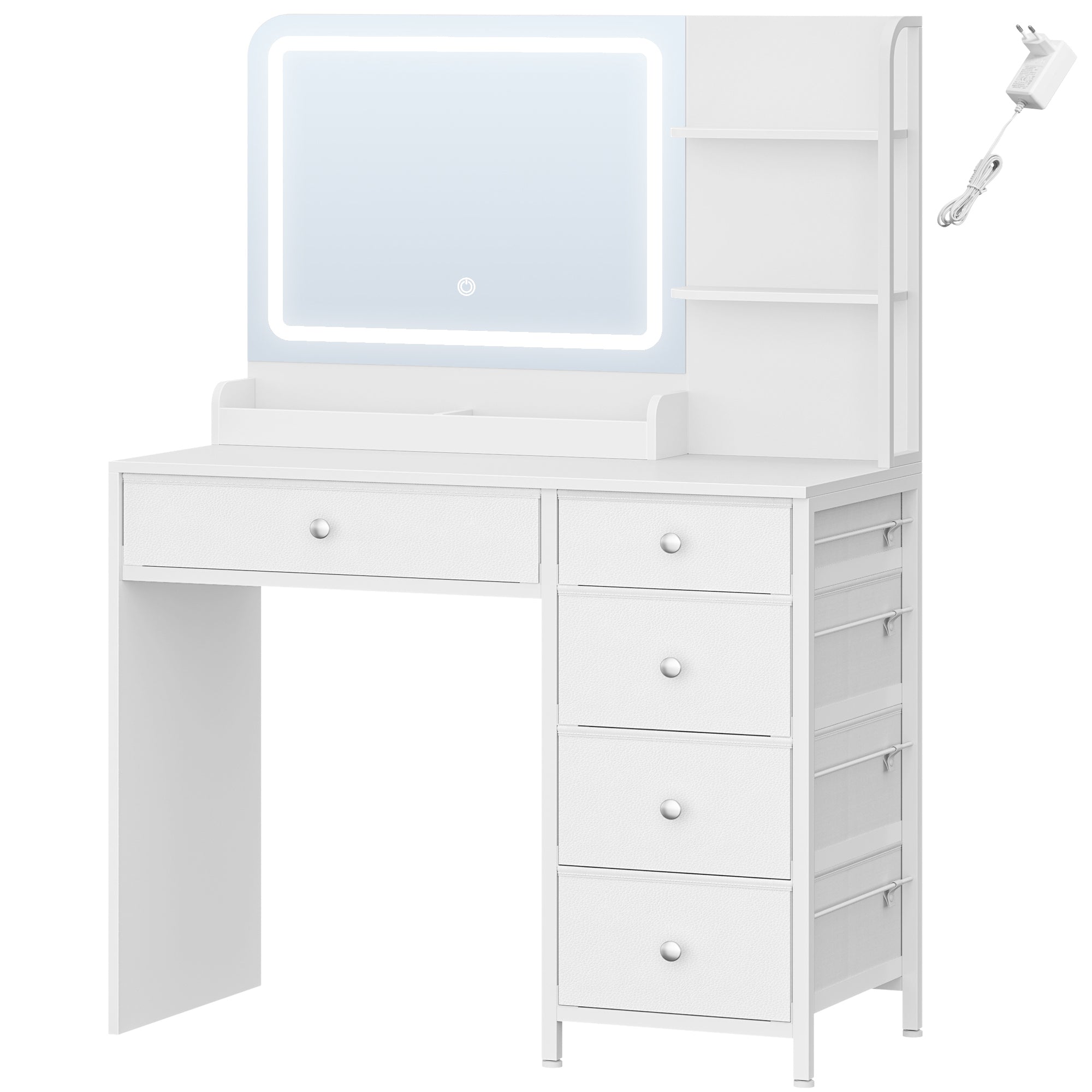 hzuaneri-schminktisch-led-wei-spiegel-5-schubladen-dt43903xeu image 1