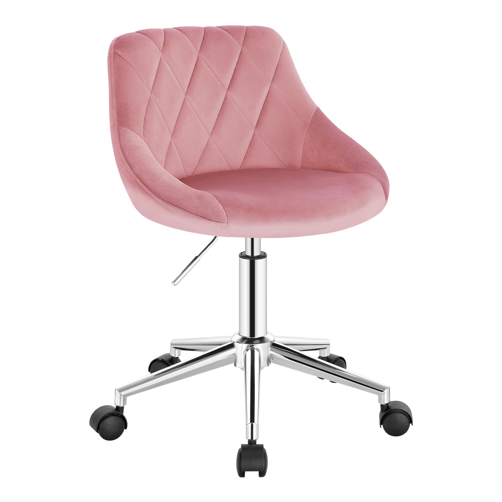 eugad-schminkstuhl-samtstuhl-rosa-drehbar-h-henverstellbar image 1